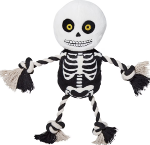 Frisco Halloween Skeleton Plush with Rope Squeaky Dog Toy, Medium/Large